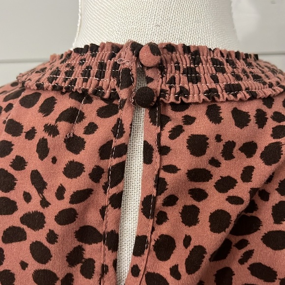 Brown Animal print Orange Creek midi length dress with smocked top size Medium - Picture 3 of 5